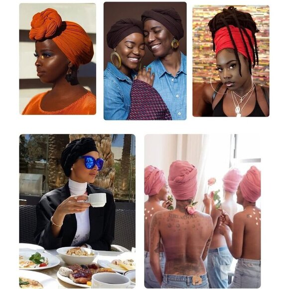 Stretch Head Wraps for Black Women Large Hair Scarves Hijab Turban Headbands main image 6